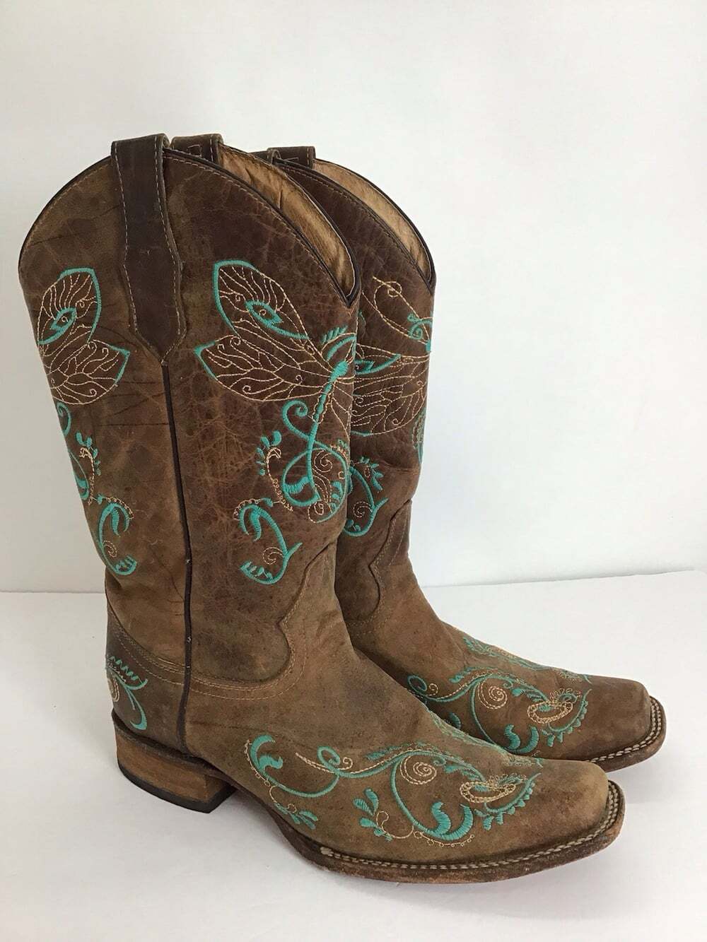 Circle G Distressed Embroidered Women’s Dragonfly Boots Style L5123 Size 11M